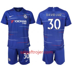 Chelsea Fodboldtrøjer DAVID LUIZ 30 Børn Hjemmebanesæt 2018/19 Kort ærmer